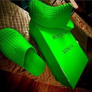Bottega Veneta Neon Green Slides
